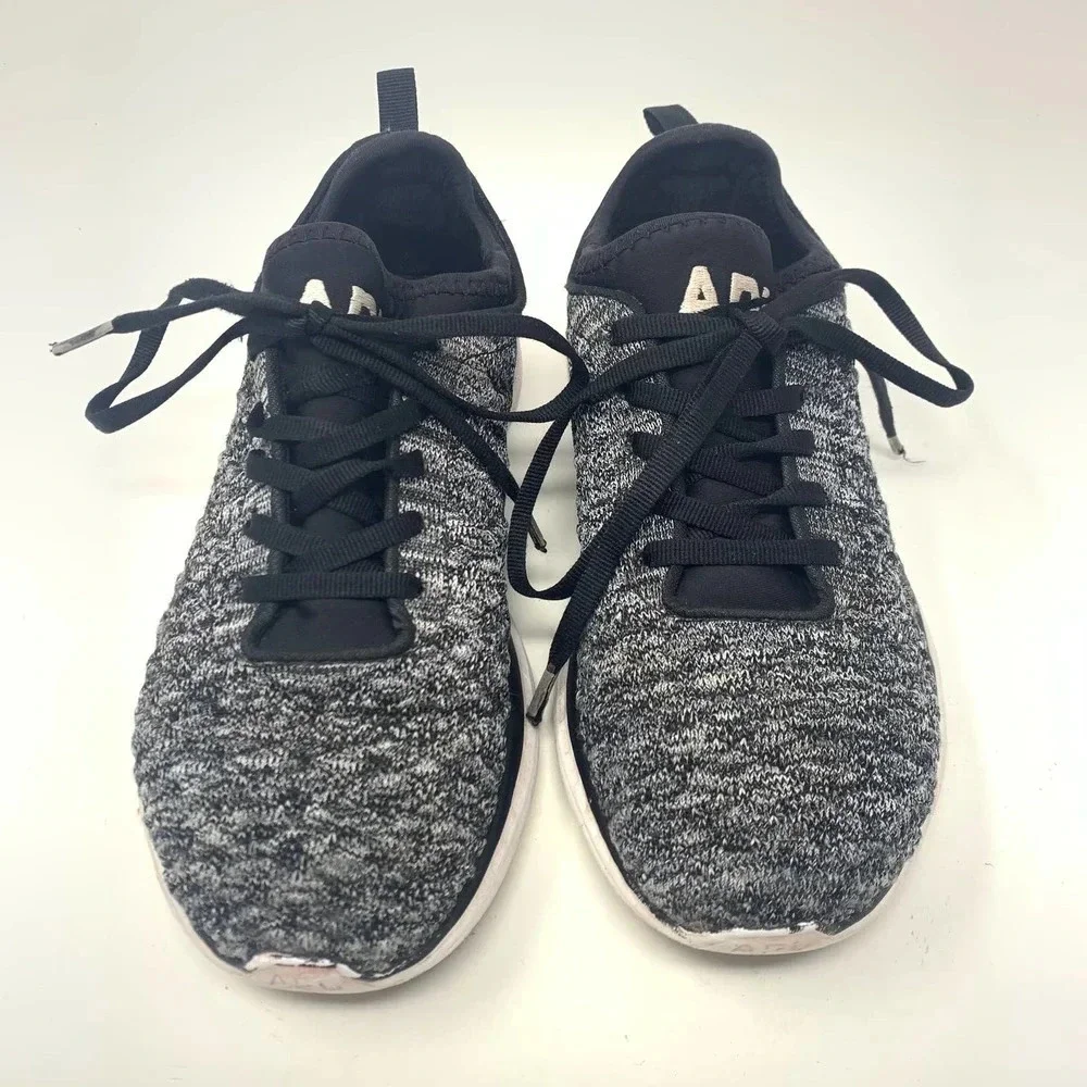 APL TechLoom Phantom Sneakers Shoes Lace-Up Melange Knit Black Gray‎ Size US 8